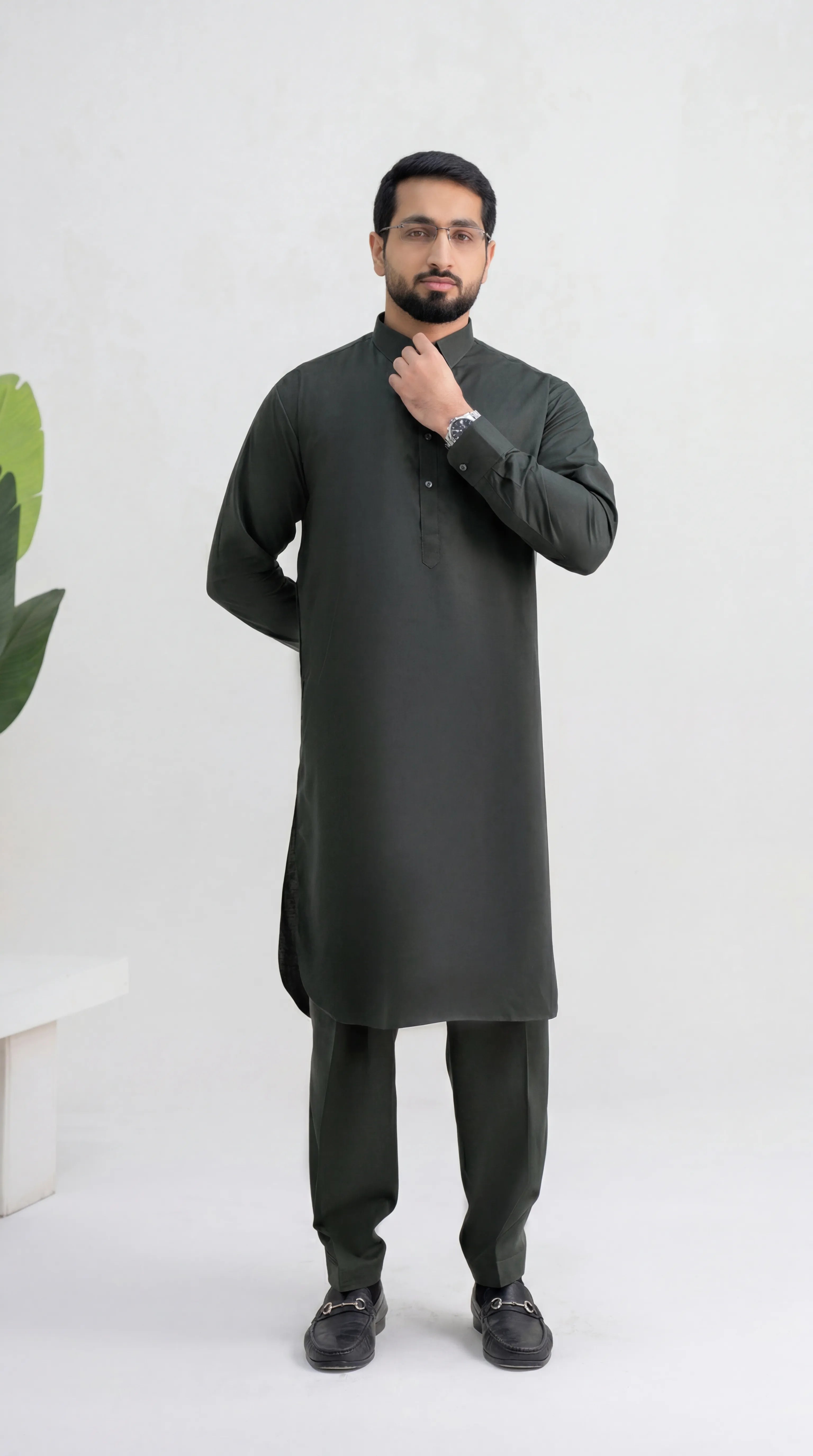 CHARCOAL GREEN PREMIUM BLENDED FABRICS