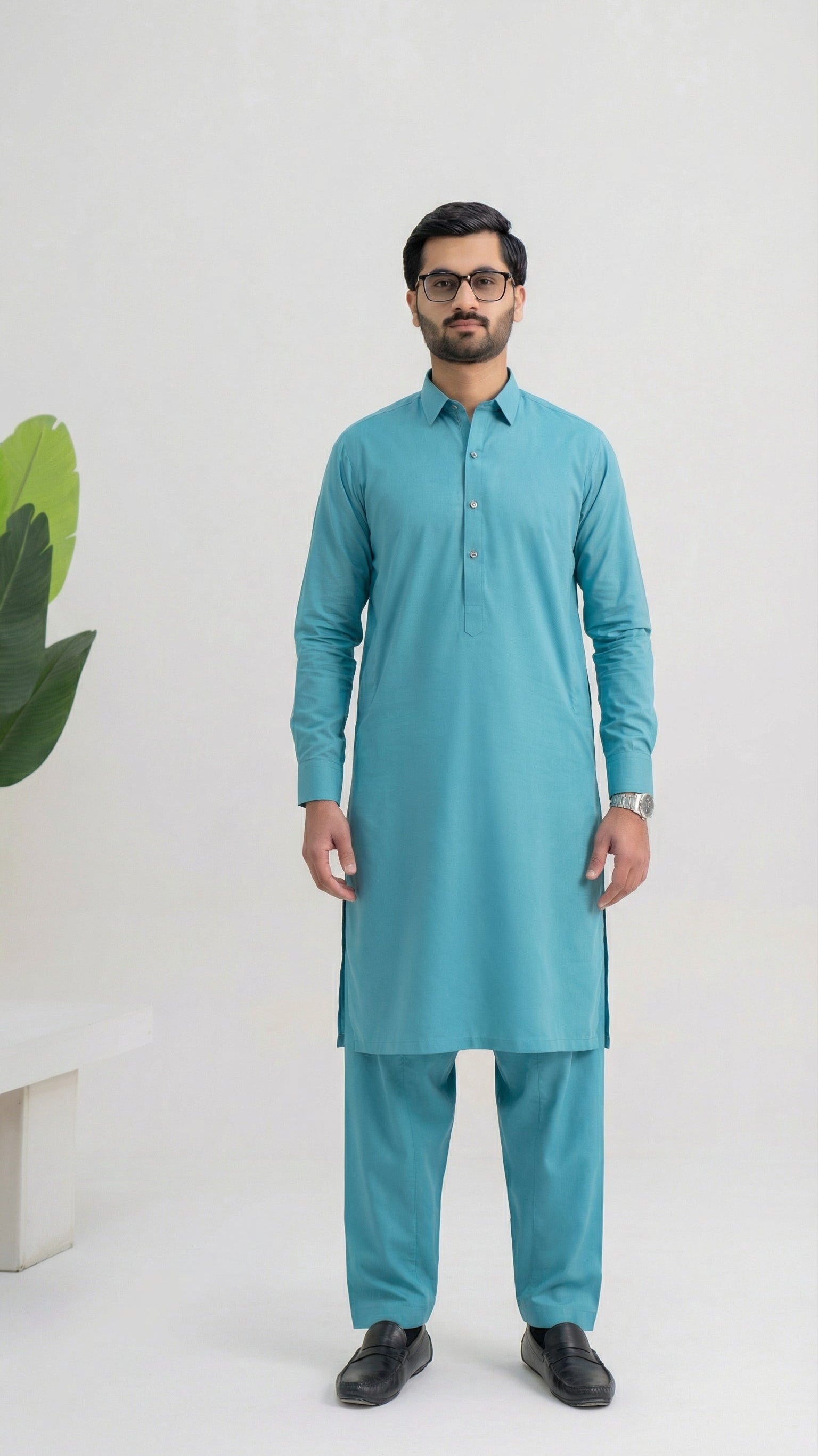 TURQOUISE BLUE EXECUTIVE COTTON FABRIC